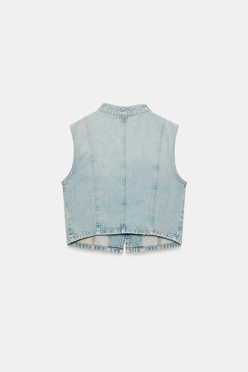 TRF DENIM BUTTON VEST