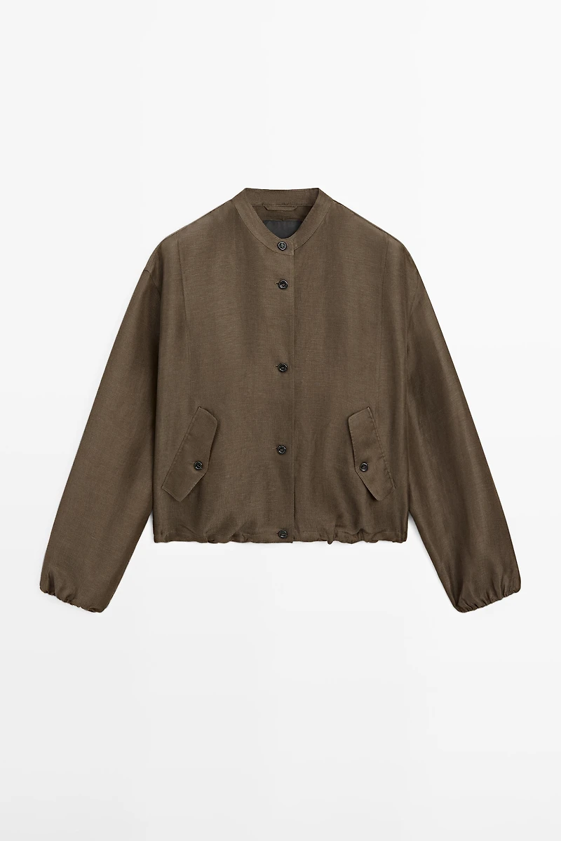 Veste bomber en lin et soie