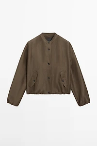 Veste bomber en lin et soie
