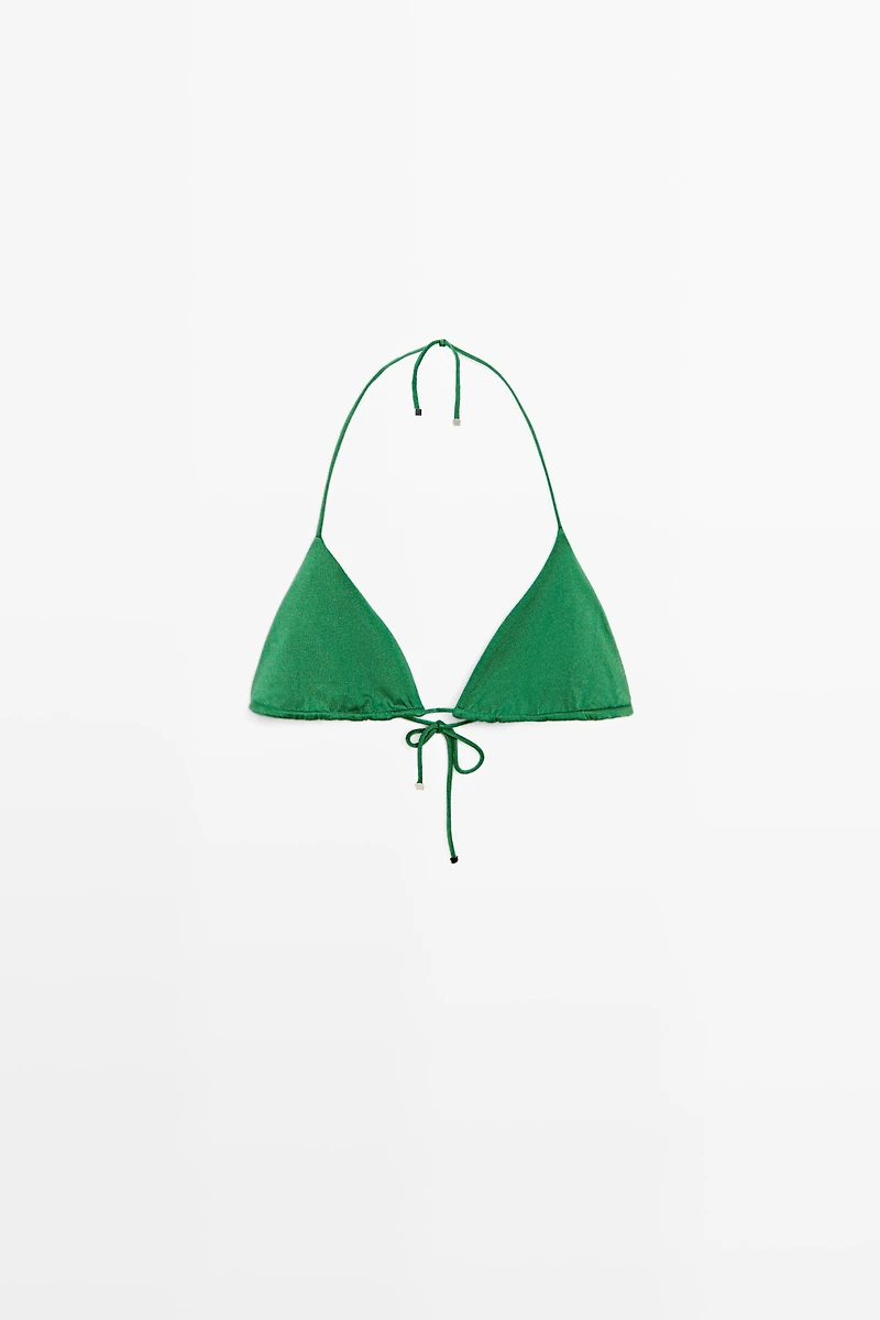 Shiny triangle bikini top