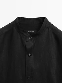 100% linen stand collar shirt
