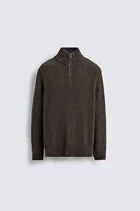 PURL KNIT QUARTER-ZIP SWEATER