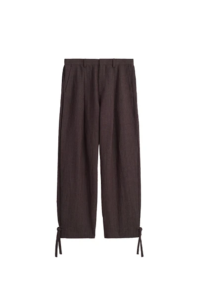 VISCOSE-LINEN STRIPED SUIT PANTS WITH SIDE PLEATS