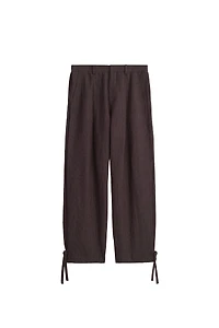 VISCOSE-LINEN STRIPED SUIT PANTS WITH SIDE PLEATS