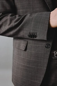 100% WOOL PLAID SUIT BLAZER