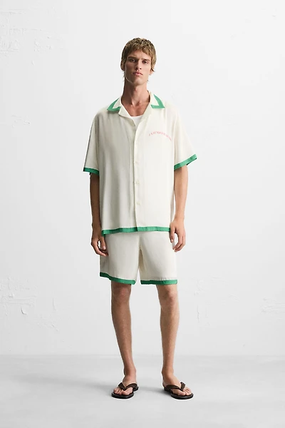 SATIN SHORTS WITH CONTRAST STRIPES