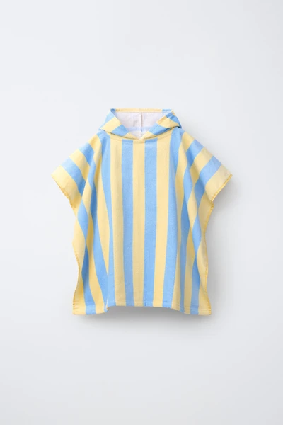 STRIPED PRINT TOWEL PONCHO
