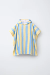 STRIPED PRINT TOWEL PONCHO