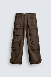 DENIM CARGO PANTS WITH POCKETS