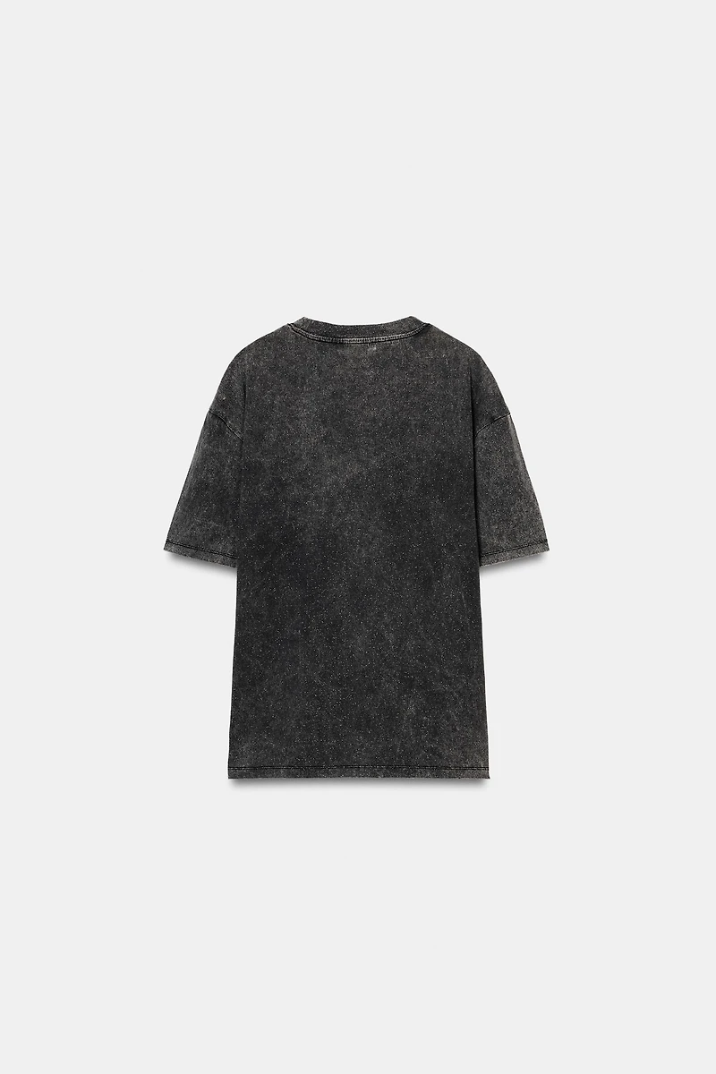 WASHED EFFECT SPARKLY T-SHIRT