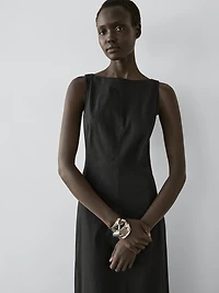 Long flowing linen blend dress
