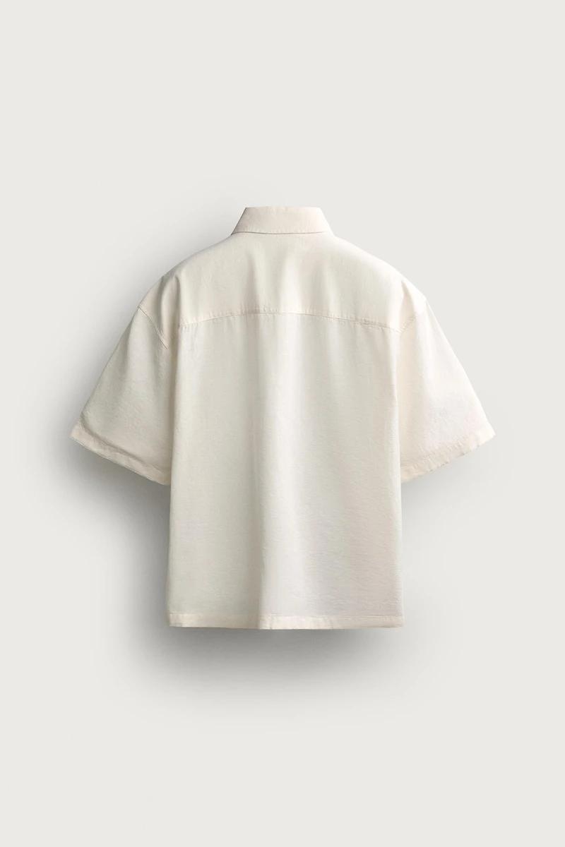 RELAXED FIT EMBROIDERED PLEAT SHIRT