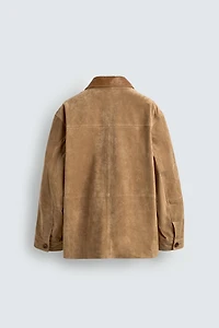 MATCHING COLLAR SUEDE LEATHER JACKET