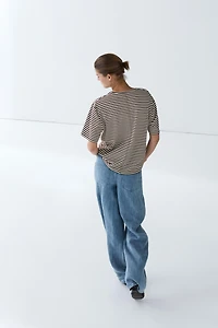 100% cotton striped short sleeve T-shirt