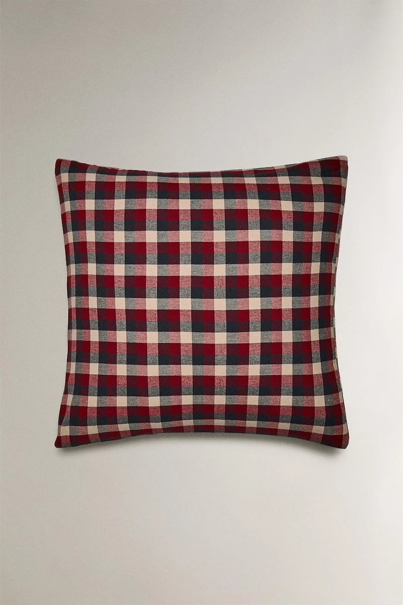 CHRISTMAS TARTAN CHECK COTTON FLANNEL PILLOWCASE