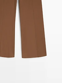 Flare fit cotton blend trousers