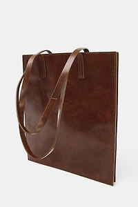 LEATHER SHOULDER TOTE BAG