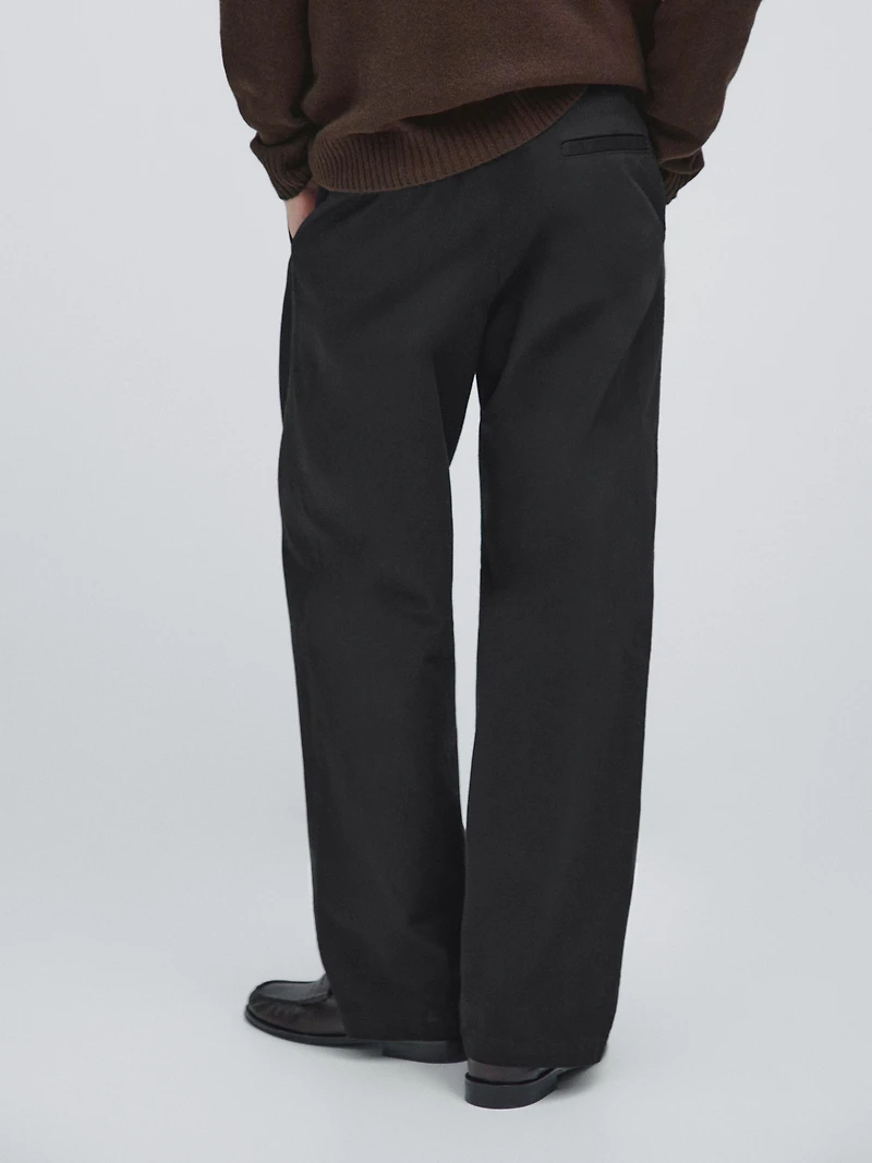 100% cotton wide-leg trousers