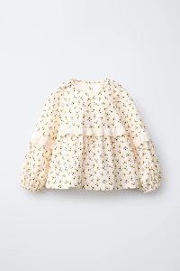 FLORAL LACE RUFFLE BLOUSE