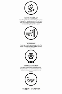 DOWN FEATHER PUFFER JACKET WITH BELT, WATER-RESISTANT AND WINDPROOF, RECCO® SYSTEM, SKI COLLECTION