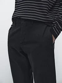Cotton blend slim fit trousers