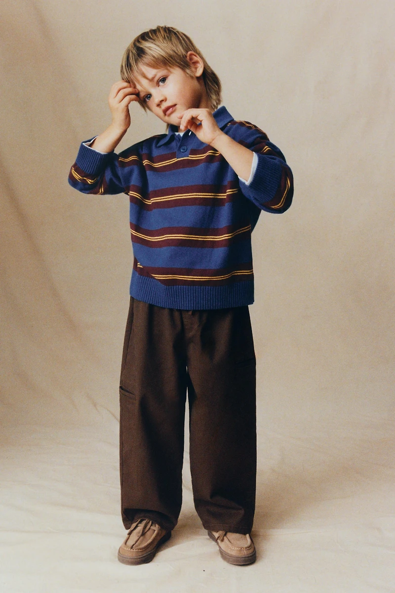 STRIPED KNIT POLO SHIRT