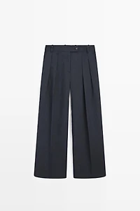 Melange linen suit pants