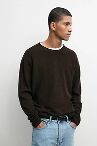 100% cotton mouliné round neck sweater