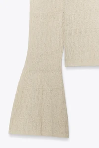 BELL SLEEVE POINTELLE KNIT SWEATER