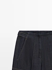 Linen blend cargo jeans