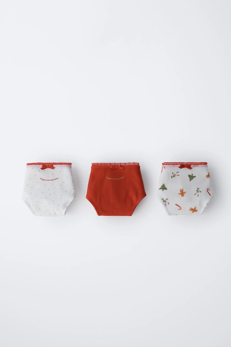 6-14 ANS/ LOT DE TROIS CULOTTES ARBRE ET BISCUIT