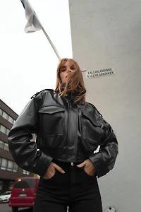 FAUX LEATHER JACKET WITH TABS