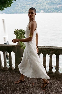 ROBE HALTER BRODERIES FLEURS