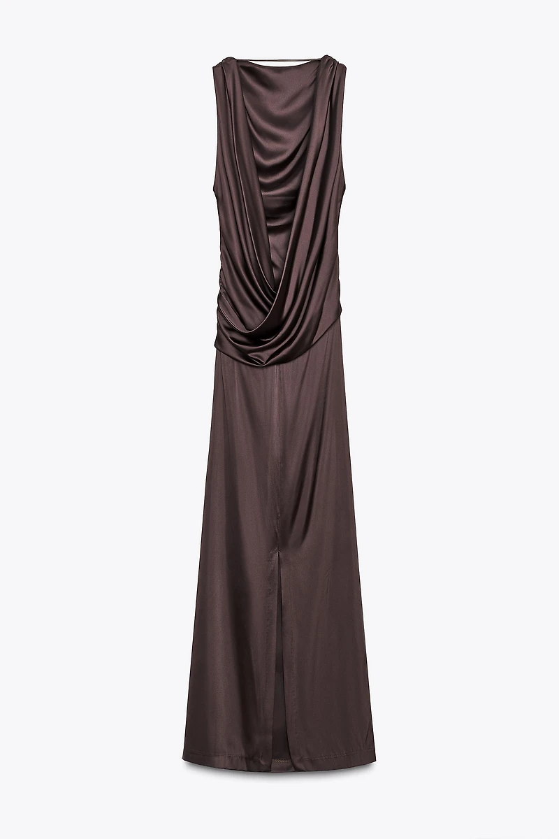 OPEN-BACK SATIN LONG DRESS