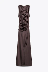 OPEN-BACK SATIN LONG DRESS