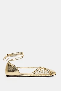 METALLIC LACE-UP FISHERMAN SANDALS