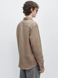 Chemise à rayures 100 % lin coupe slim