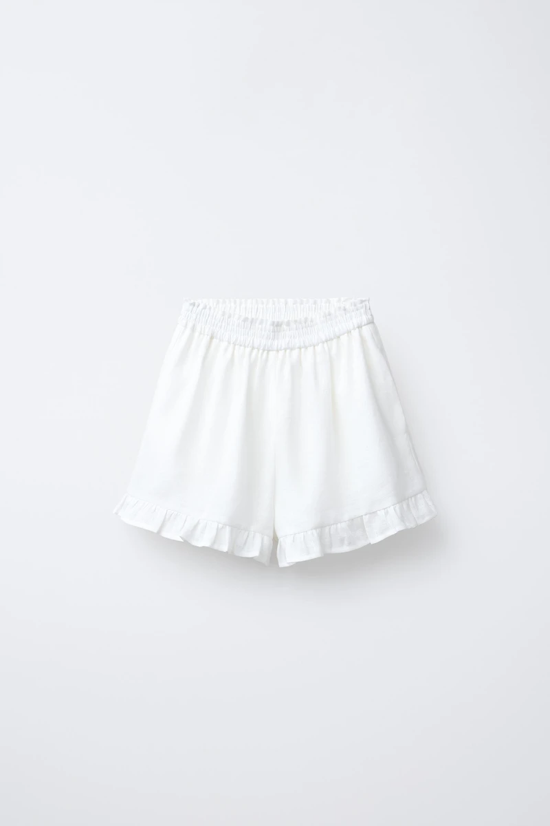 JUPE-SHORT À VOLANTS 100 % LIN