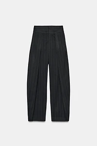 PLEATED STRIPED BALLOON PANTS