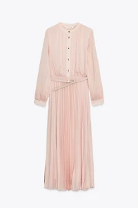ROBE MIDI PLISSÉE CEINTURE