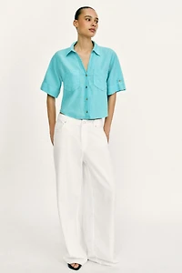 CHEMISE COURTE AVEC LIN