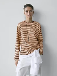 Striped long sleeve cotton T-shirt