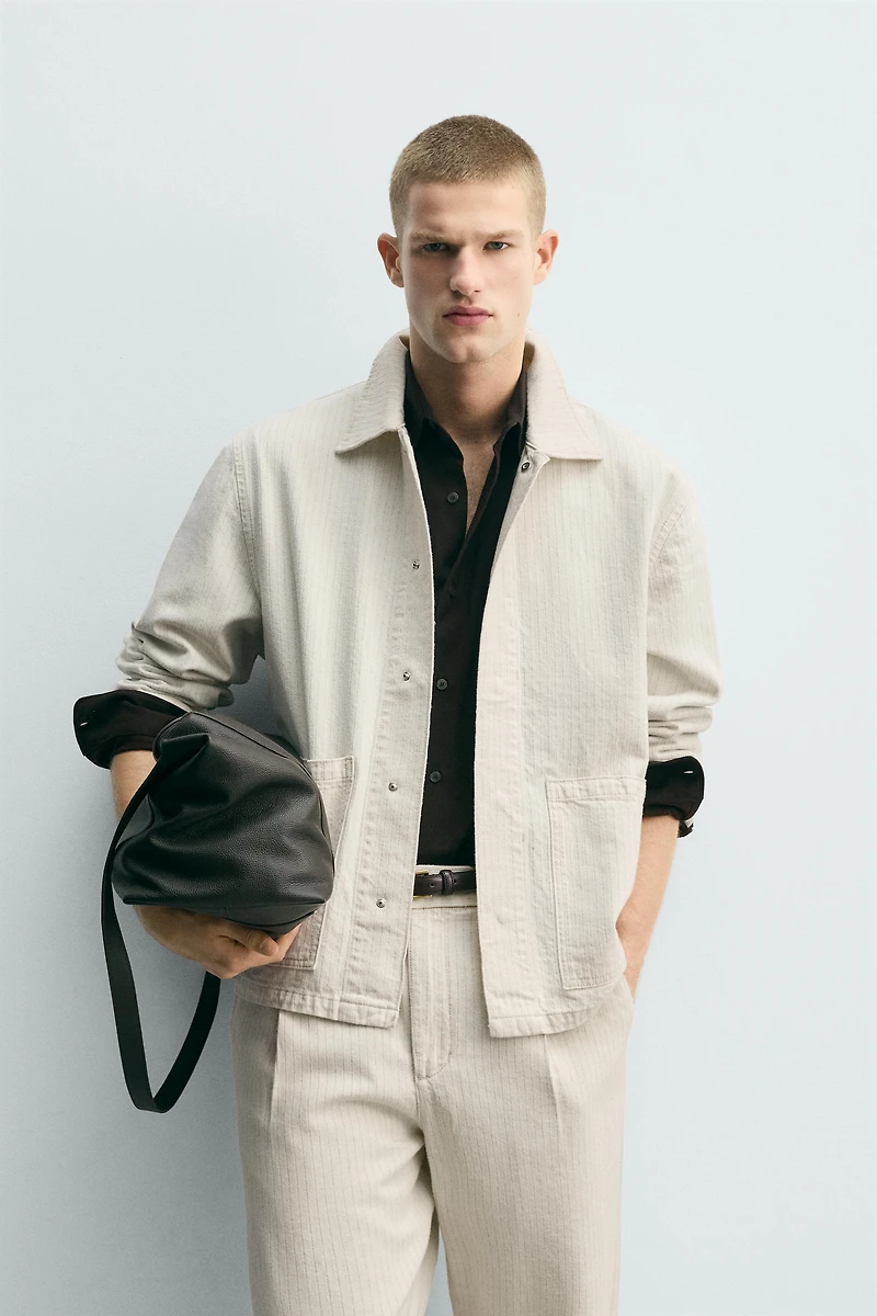 STRIPED TEXTURED OVERSHIRT