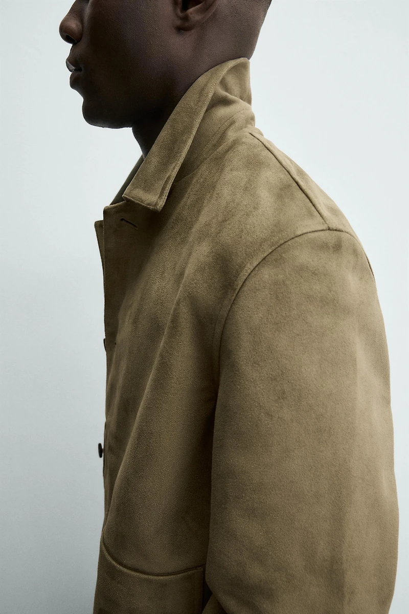 FAUX SUEDE JACKET WITH POCKETS