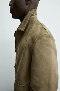 FAUX SUEDE JACKET WITH POCKETS