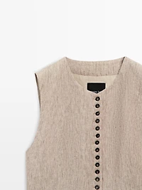 Linen melange waistcoat with buttons