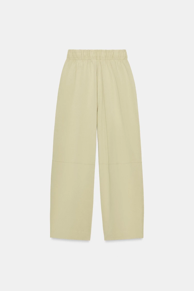 PANTALON EN COTON ÉPAIS À JAMBES LARGES