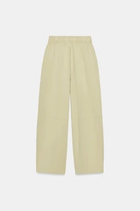 PANTALON EN COTON ÉPAIS À JAMBES LARGES