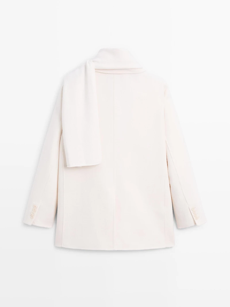 Blazer avec écharpe en laine mélangée