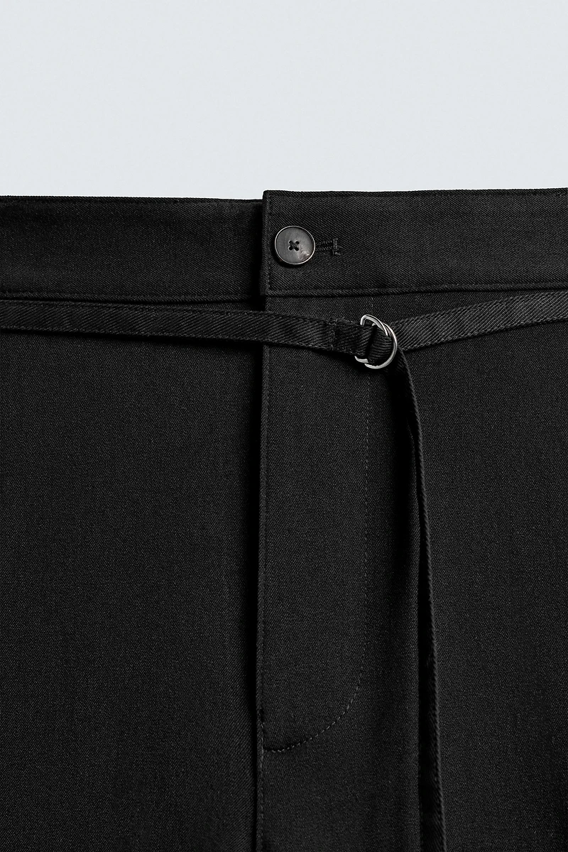 BALLOON PLEATED BELTED PANTS